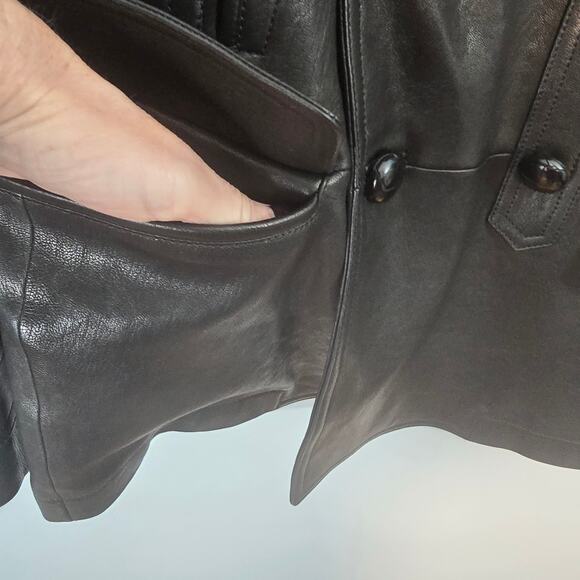 Tom Ford Lambskin Double Breasted Leather Peacoat Jacket Black Italian 48 - Picture 8 of 13